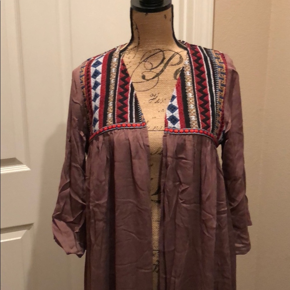 TASSELS N LACE Mauve boho Kimono - Picture 4 of 6